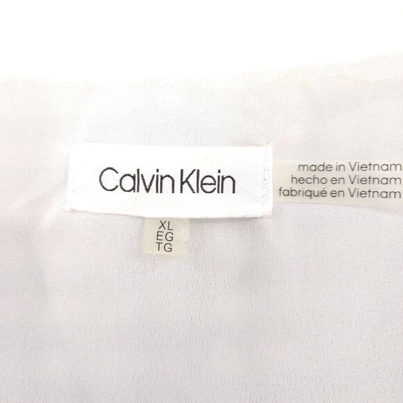 Calvin Klein chiffon flare sleeve gingham tunic top womens Size XL black white - Picture 6 of 11